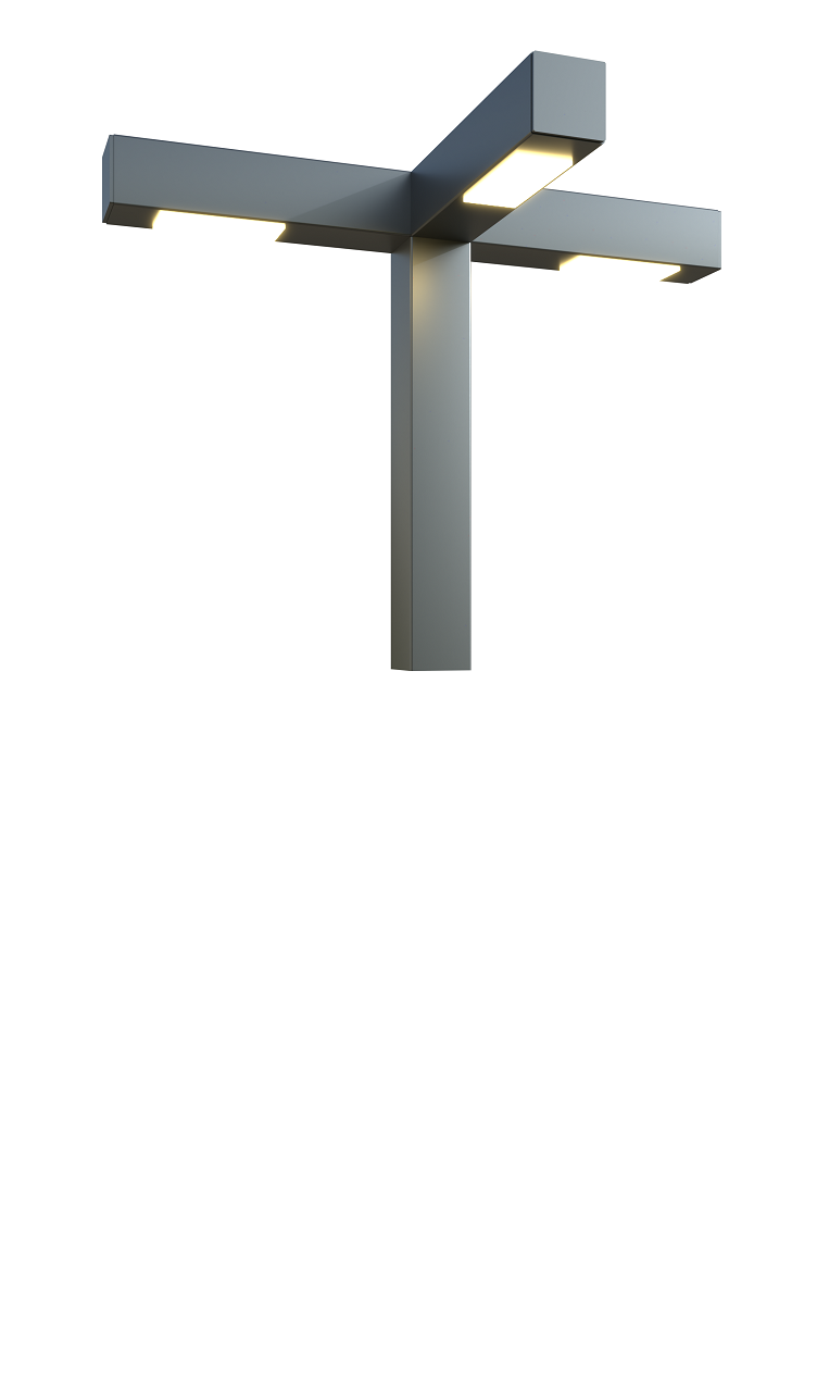 Square LED pole 16 ft. Berlin OD 4x4 (Aluminum+powder coating) Two sides 180W 24300Lm